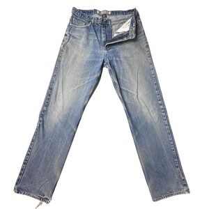 Full Blue Jeans Mens 34x34 (33x31) Blue Straight Leg Denim Distressed Faded